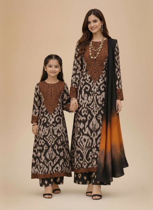 Zaiwa Winter Shawl – Embroidered Printed Grip Long Dress ZWS10