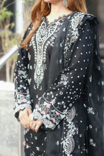 Black 3PC Embroidered Cotton Suit with Organza Dupatta by MONA AX32