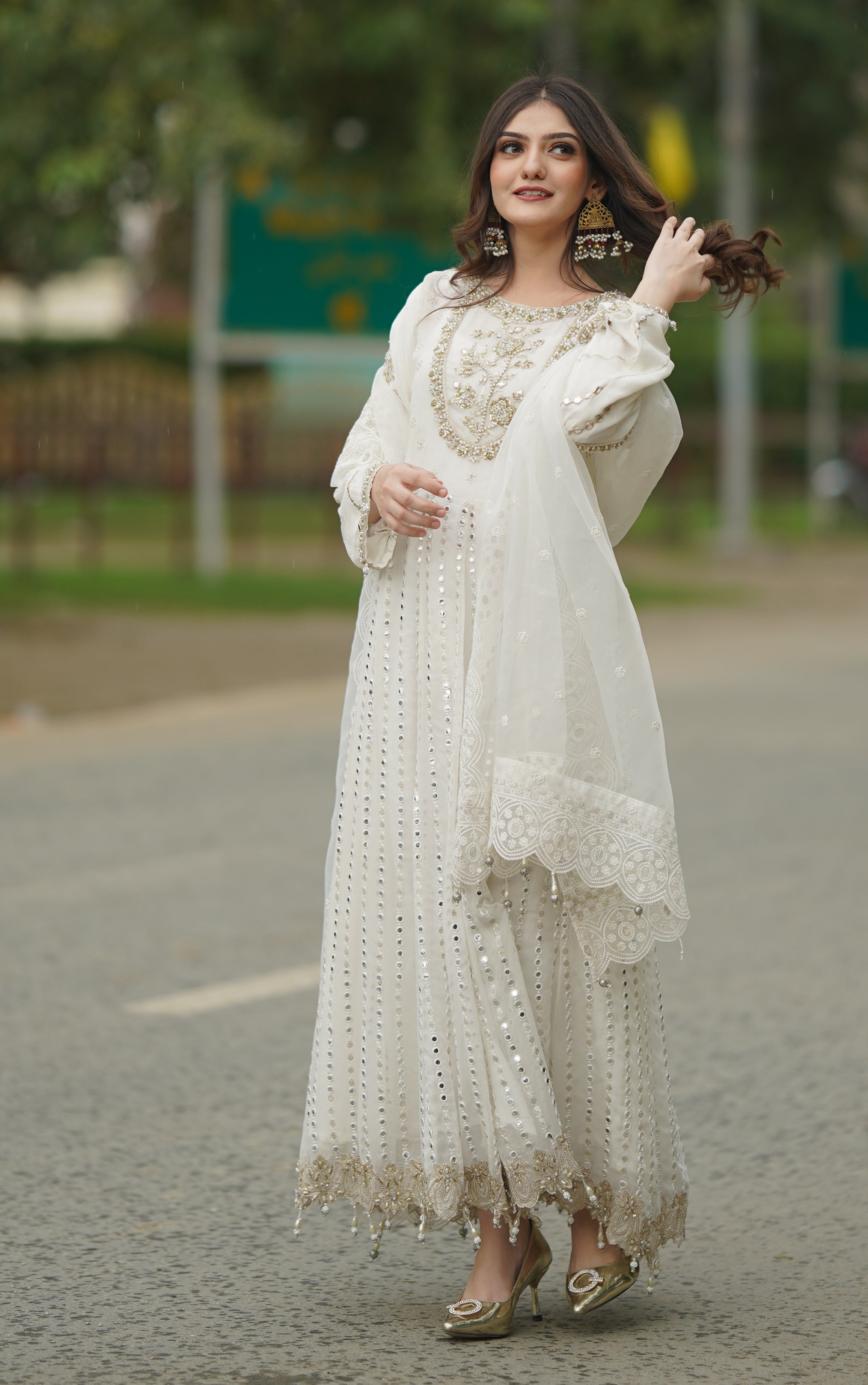 3pc Sakeena Ready to Wear Long Frock Y7