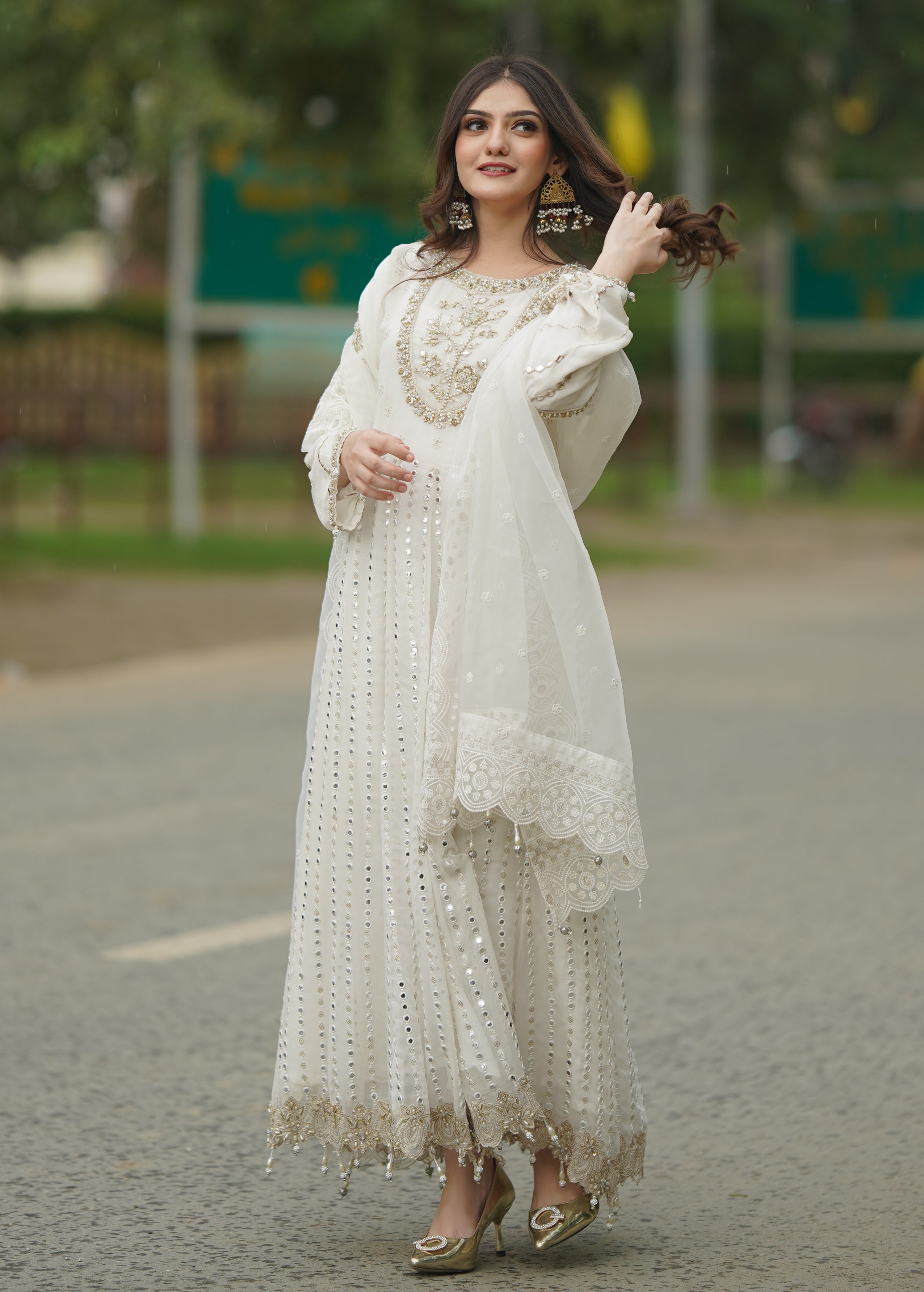 3pc Sakeena Ready to Wear Long Frock Y7