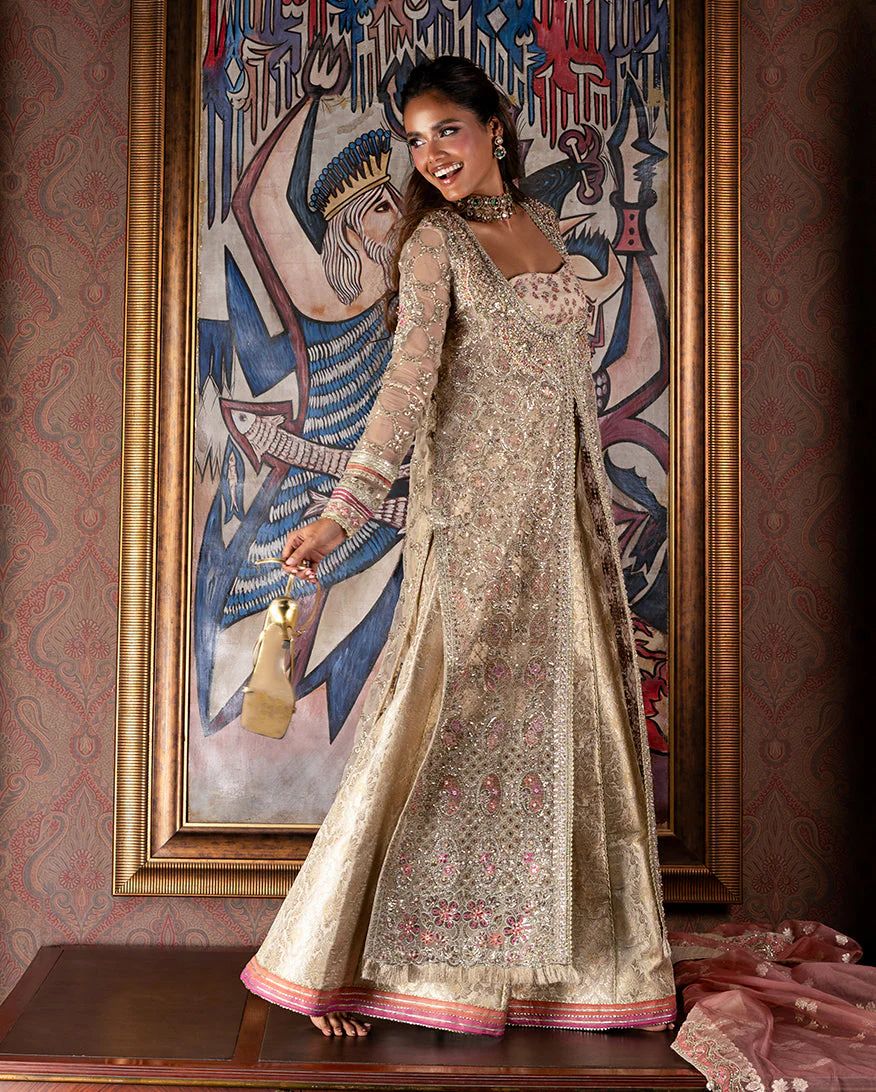 Mushq 3pc Gold Formal Lehenga Dress – Jhilmil