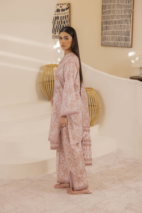 Mohagni Ready to Wear Embroidered Lawn 3pc Suit in Dusty Rose SLM7