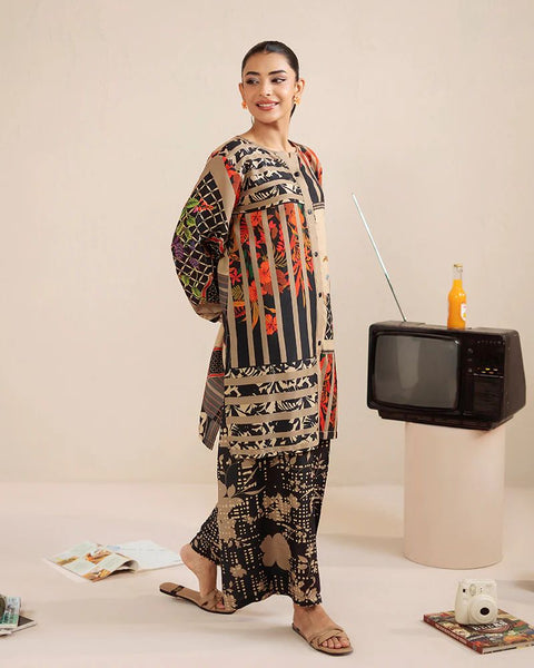 Everyday Luxe by Mona – Abstract Patchwork Silk Lawn 2pc Co-Ord Set | MES6