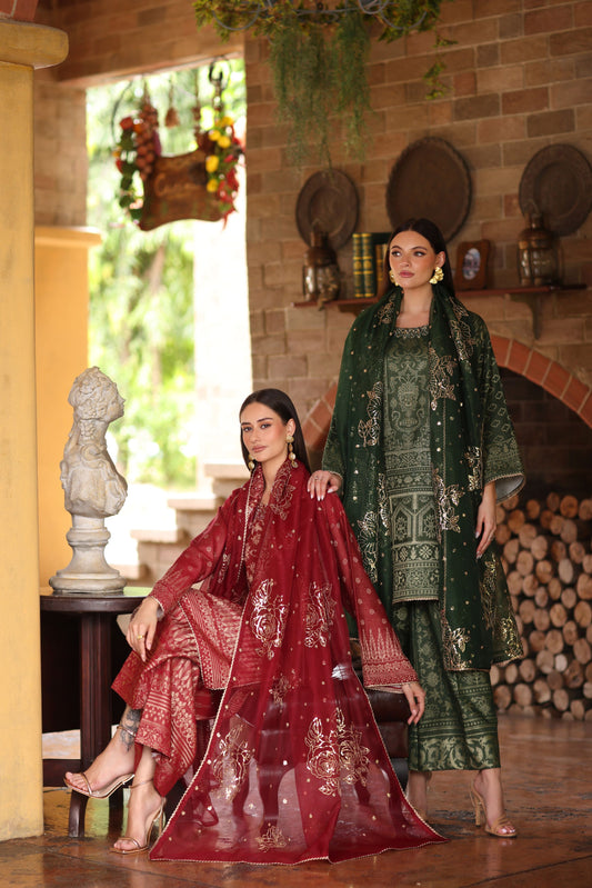 Serene by Mohagni Deep Maroon 3pc Handwork Suit SBM2