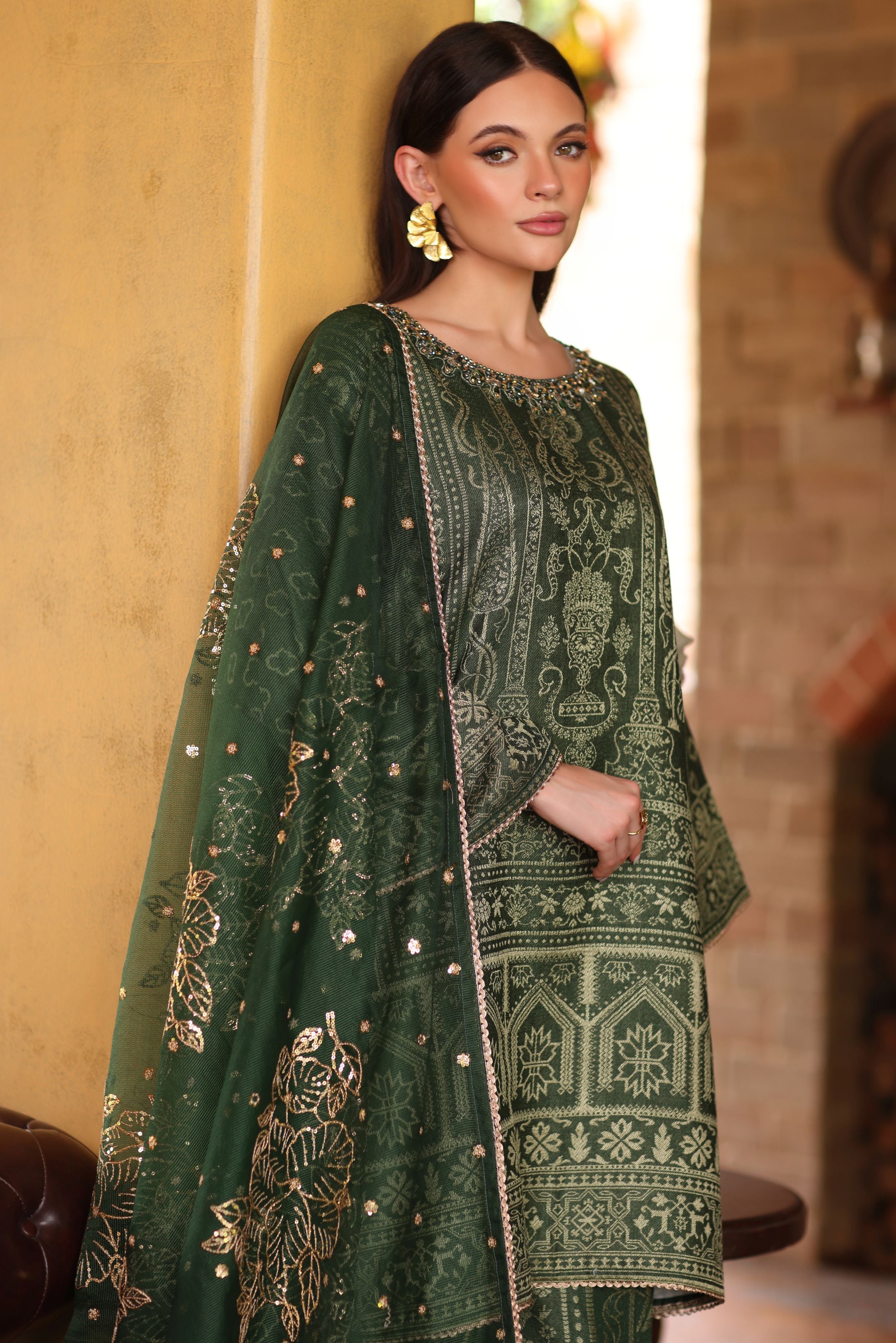 Serene by Mohagni Dyed Jacquard Embellished 3-Piece Suit SBM1