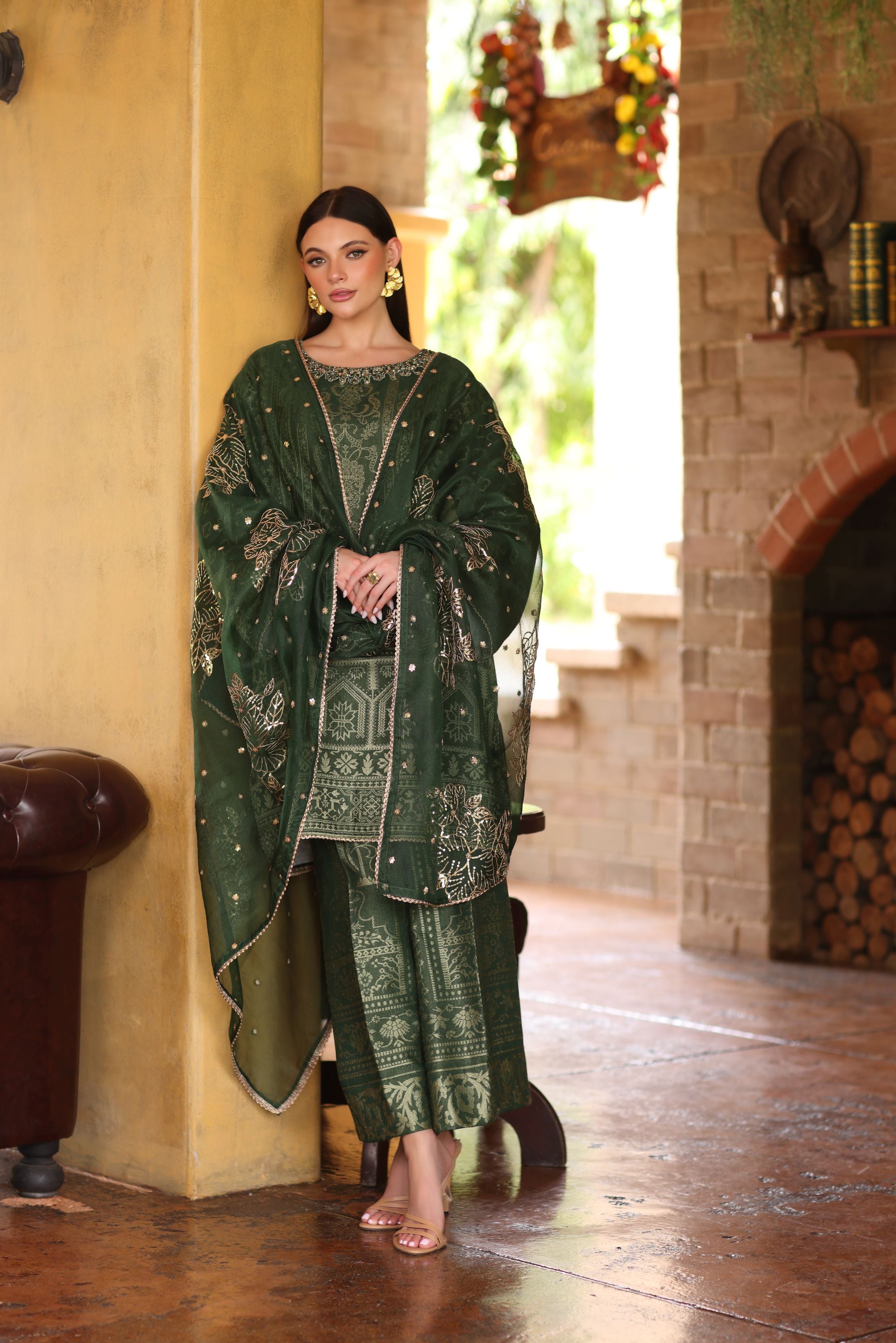 Serene by Mohagni Dyed Jacquard Embellished 3-Piece Suit SBM1