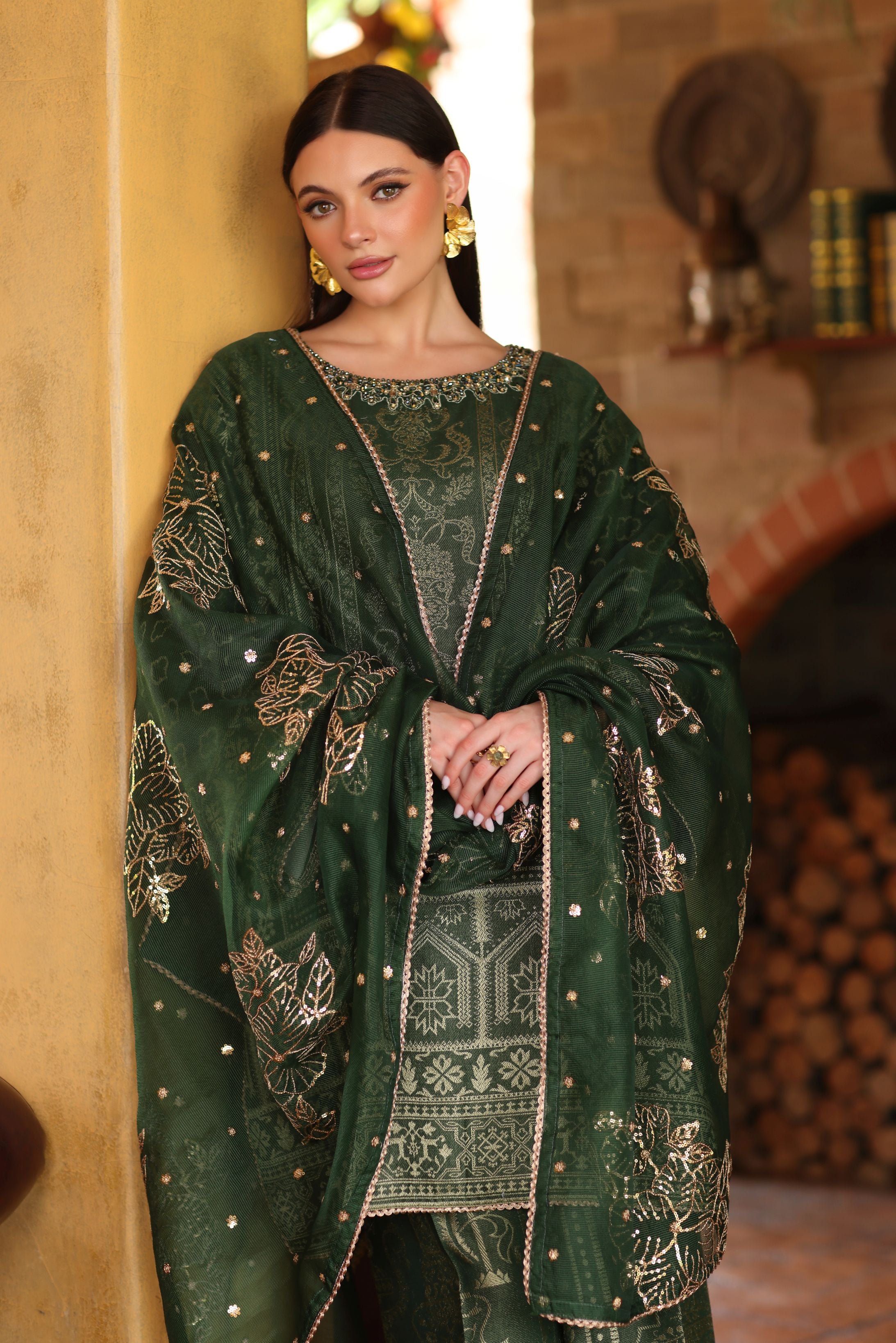 Serene by Mohagni Dyed Jacquard Embellished 3-Piece Suit SBM1