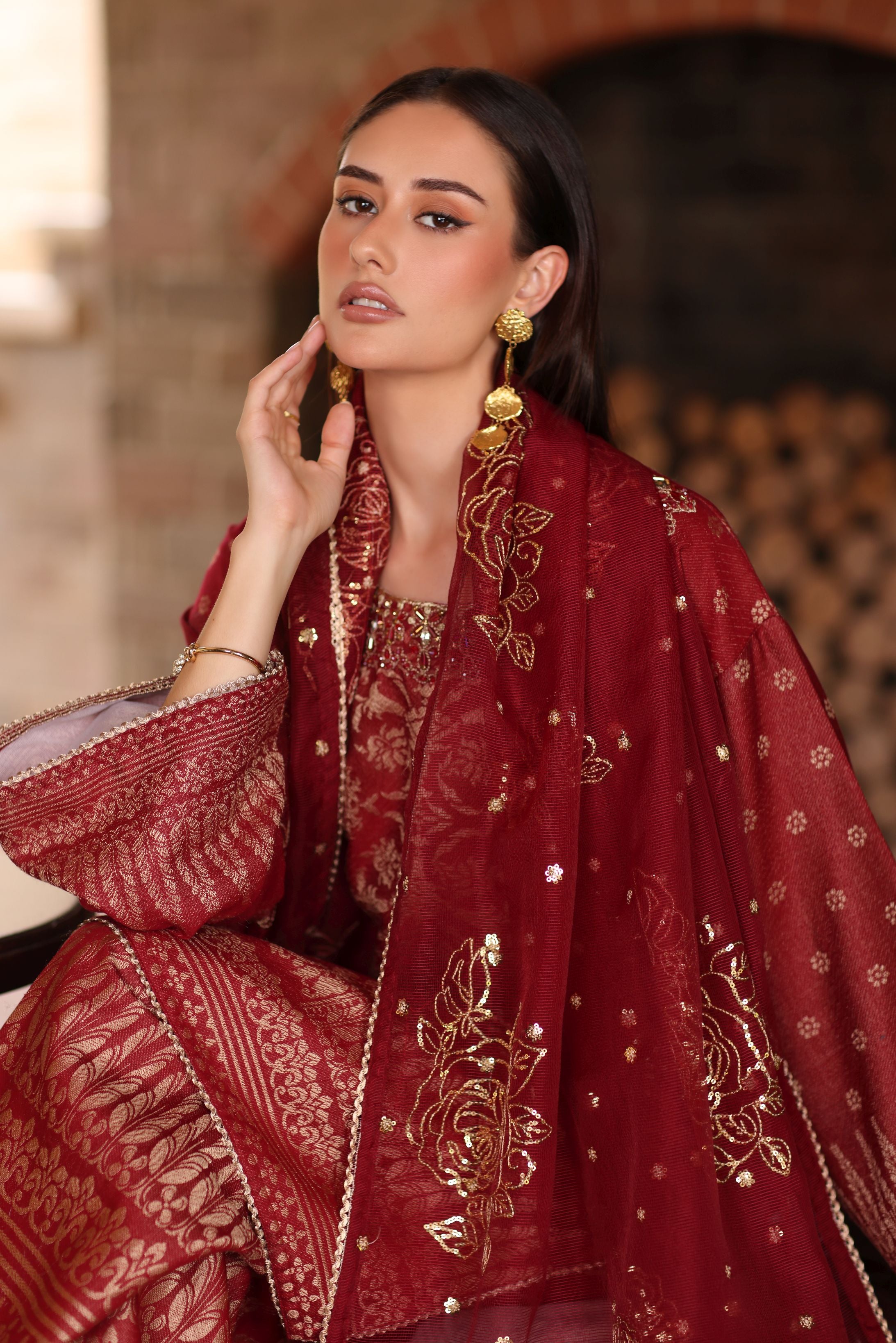 Serene by Mohagni Deep Maroon 3pc Handwork Suit SBM2