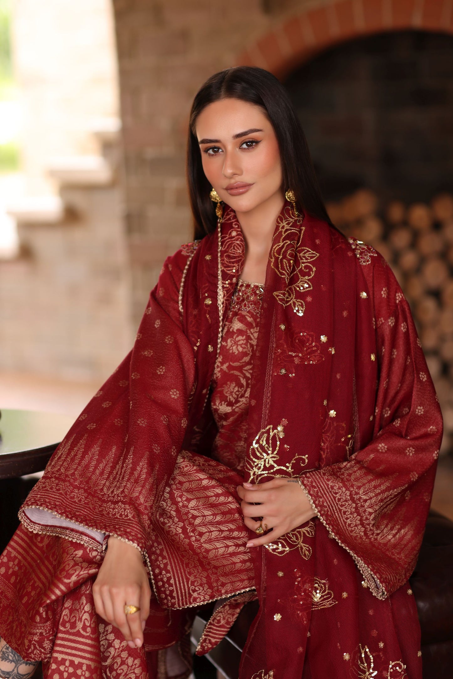 Serene by Mohagni Deep Maroon 3pc Handwork Suit SBM2