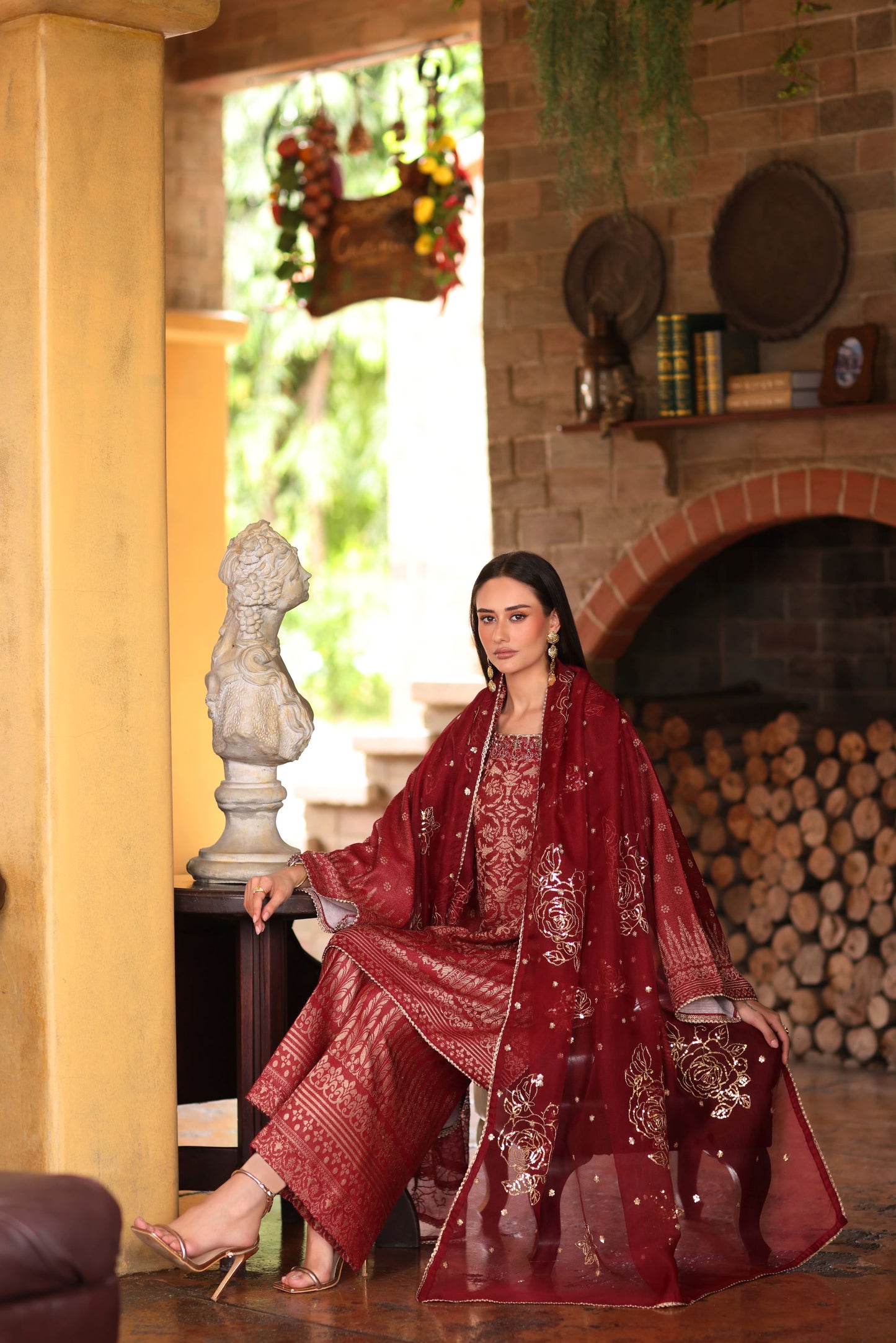 Serene by Mohagni Deep Maroon 3pc Handwork Suit SBM2