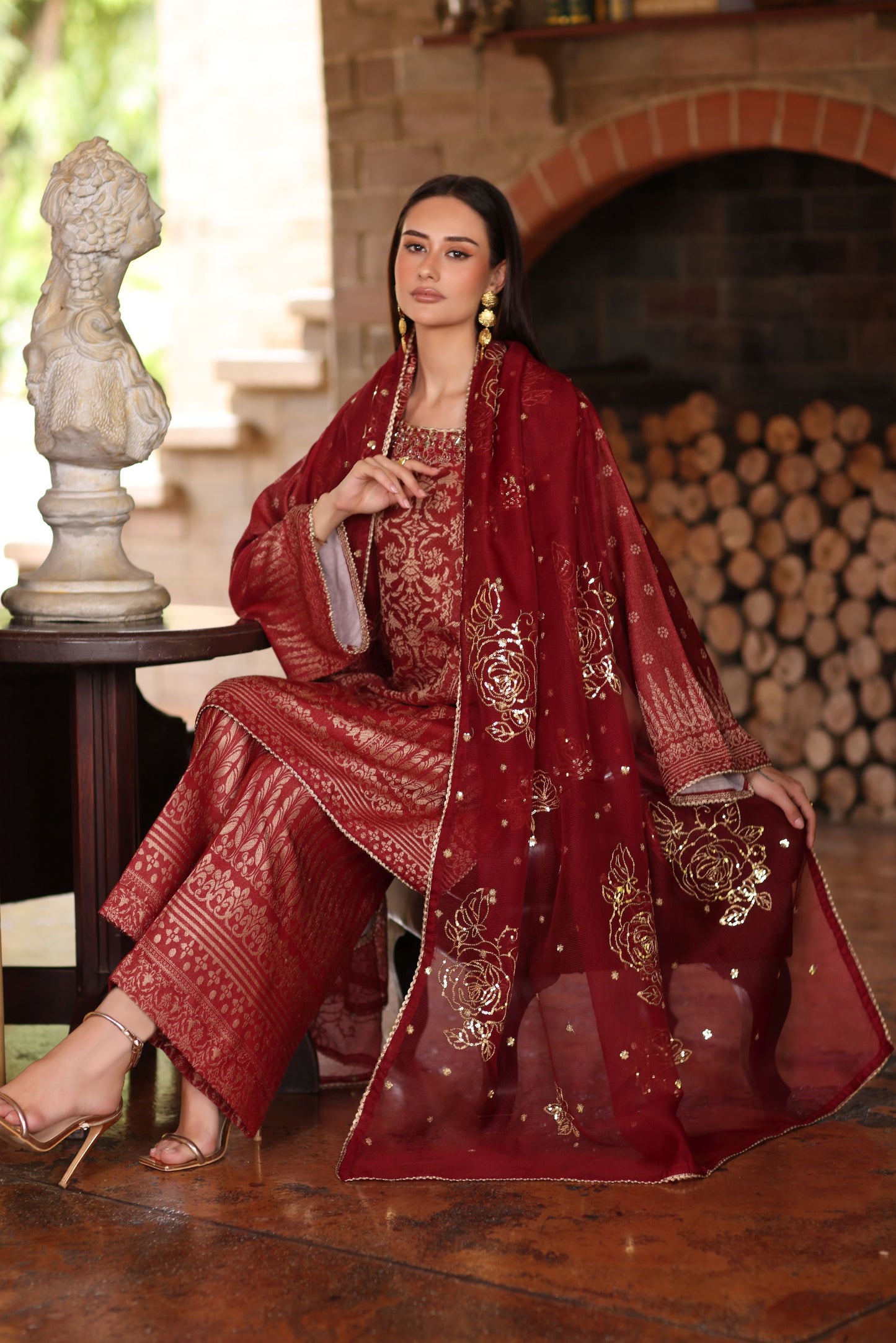 Serene by Mohagni Deep Maroon 3pc Handwork Suit SBM2
