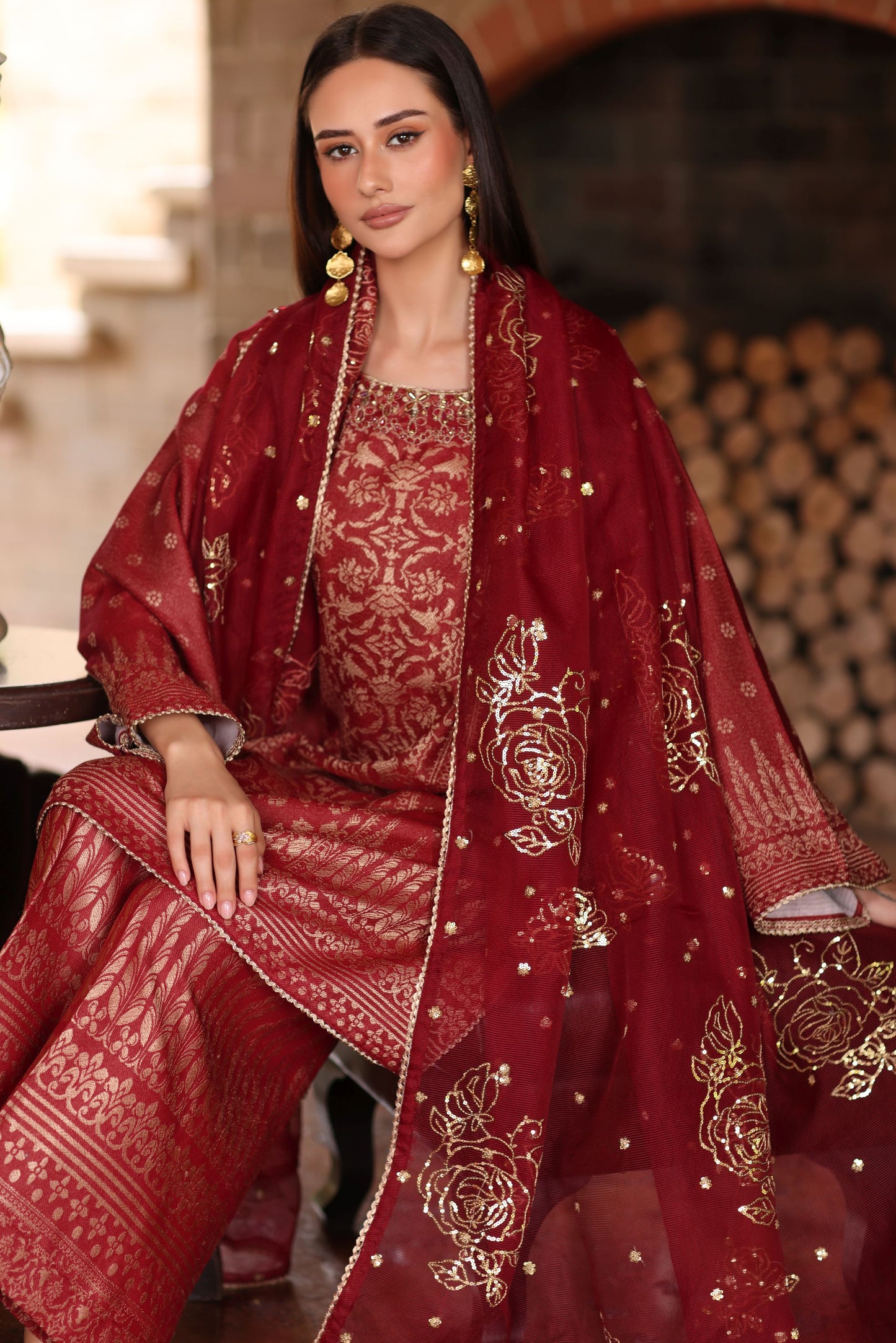 Serene by Mohagni Deep Maroon 3pc Handwork Suit SBM2