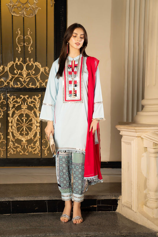 Gul Warun 3pc Linen Embroidered Dress GE17