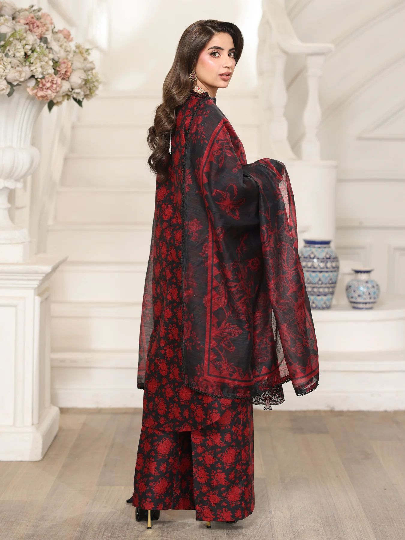 Mohagni MSS1 3pc Printed Cotton Embroidered Suit with Monar Dupatta