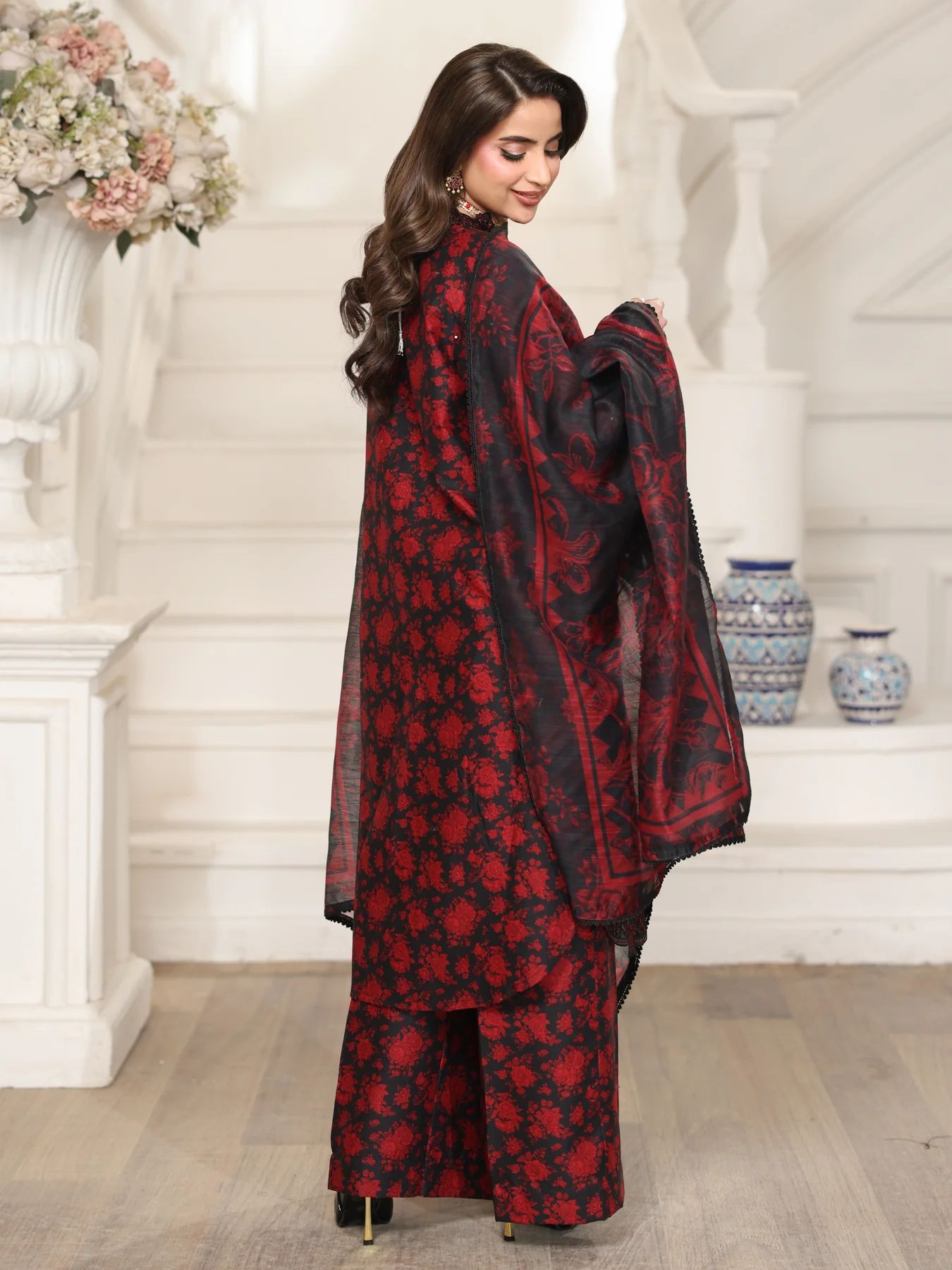 Mohagni MSS1 3pc Printed Cotton Embroidered Suit with Monar Dupatta