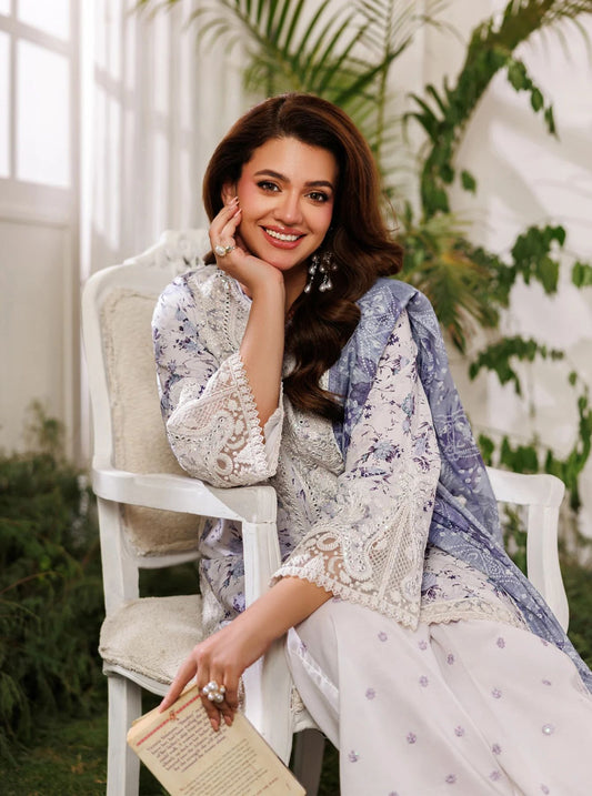 Mohagni MSS10 3pc Printed Cotton Embroidered Palazzo Suit with Monar Dupatta