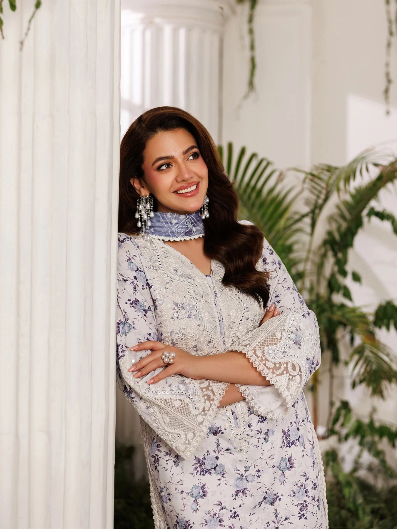 Mohagni MSS10 3pc Printed Cotton Embroidered Palazzo Suit with Monar Dupatta
