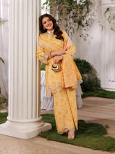 Mohagni MSS11 3pc Printed Cotton Embroidered Palazzo Suit with Zari Dupatta