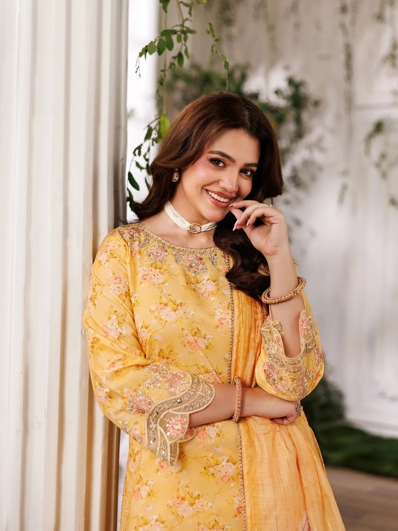 Mohagni MSS11 3pc Printed Cotton Embroidered Palazzo Suit with Zari Dupatta