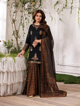 Mohagni MSS12 3pc Embroidered Cotton Gharara Suit with Printed Monar Dupatta