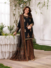 Mohagni MSS12 3pc Embroidered Cotton Gharara Suit with Printed Monar Dupatta