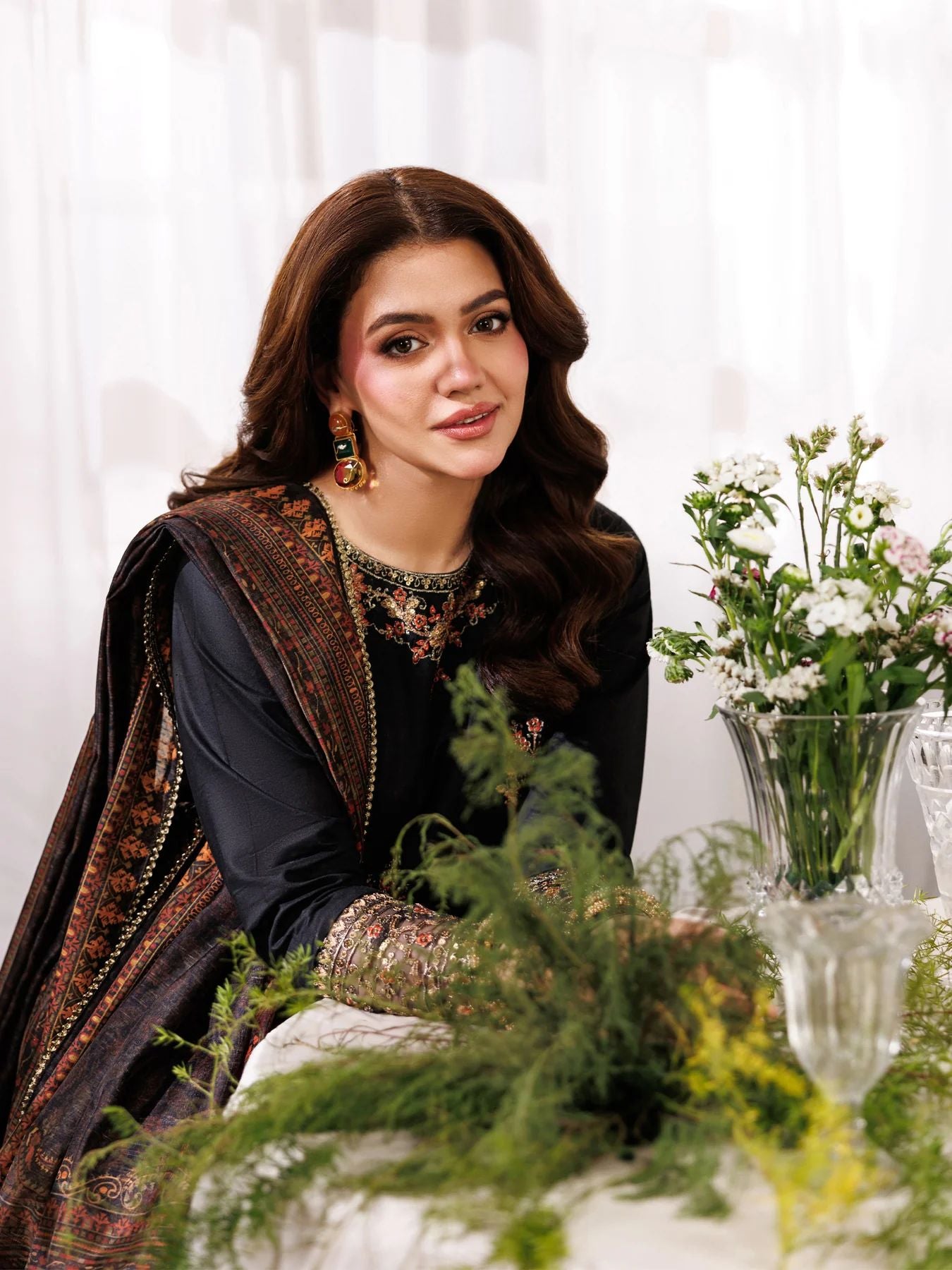 Mohagni MSS12 3pc Embroidered Cotton Gharara Suit with Printed Monar Dupatta