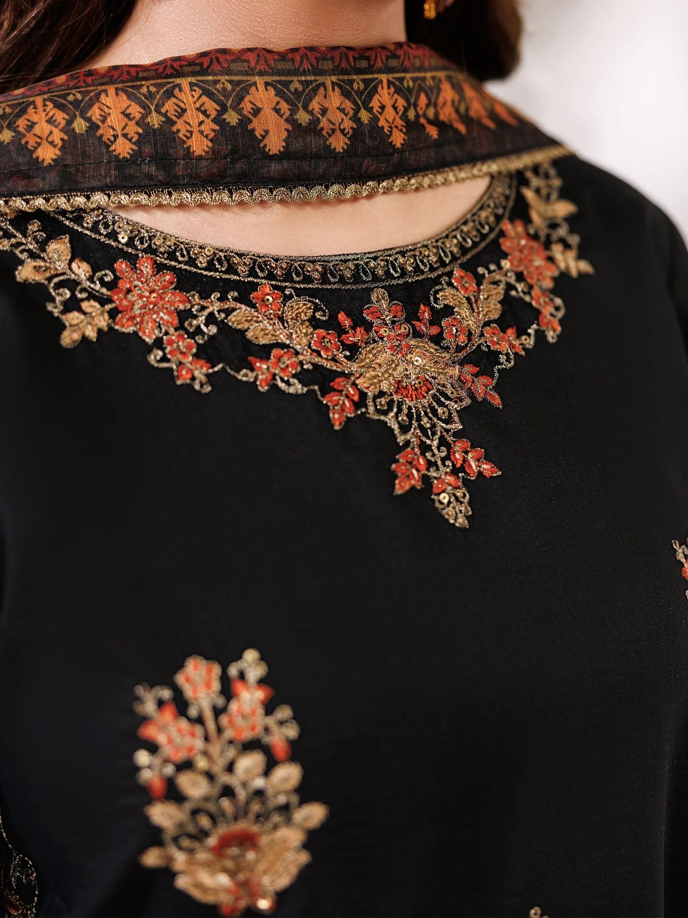 Mohagni MSS12 3pc Embroidered Cotton Gharara Suit with Printed Monar Dupatta