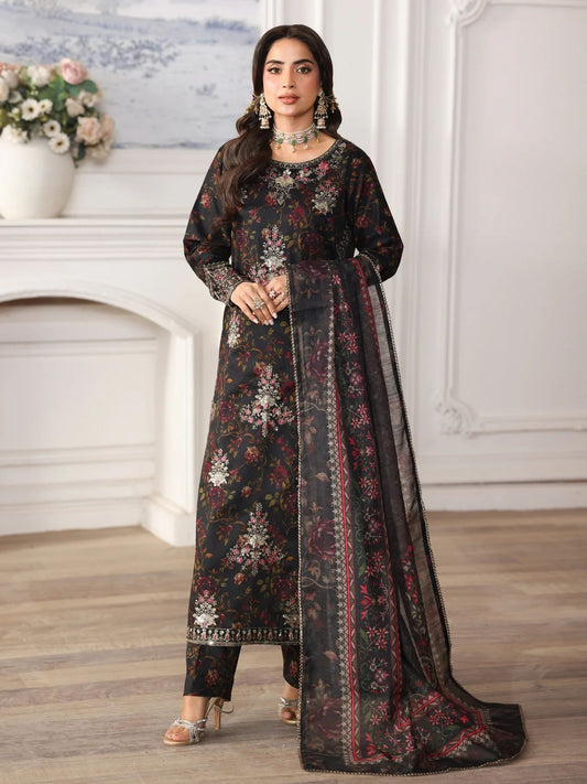 Mohagni MSS2 3pc Cotton Embroidered Long Suit with Monar Dupatta