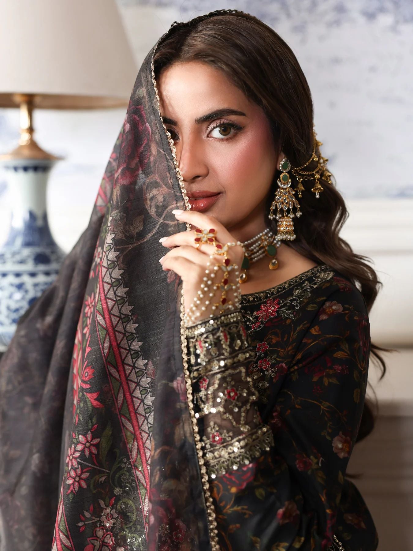 Mohagni MSS2 3pc Cotton Embroidered Long Suit with Monar Dupatta