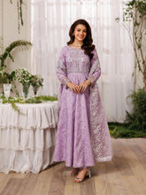 Mohagni MSS4 3pc Cotton Embroidered Long Frock with Organza Dupatta