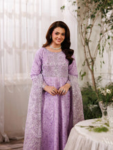Mohagni MSS4 3pc Cotton Embroidered Long Frock with Organza Dupatta