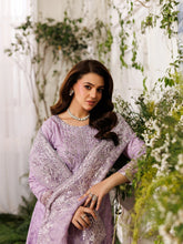Mohagni MSS4 3pc Cotton Embroidered Long Frock with Organza Dupatta