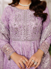 Mohagni MSS4 3pc Cotton Embroidered Long Frock with Organza Dupatta