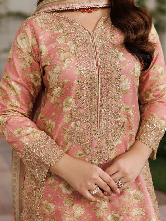 Mohagni MSS6 3pc Printed Cotton Embroidered Suit with Monar Dupatta