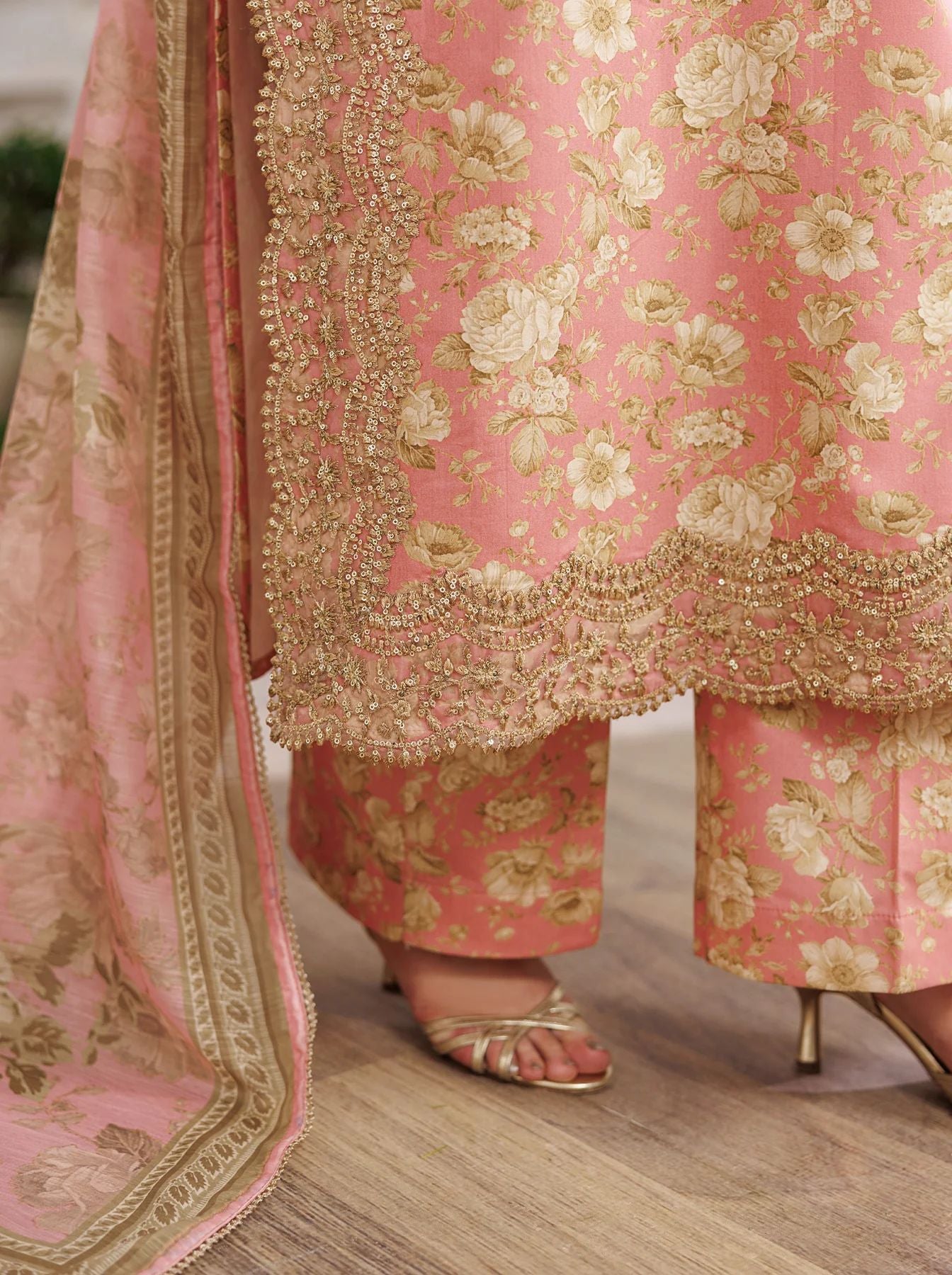 Mohagni MSS6 3pc Printed Cotton Embroidered Suit with Monar Dupatta
