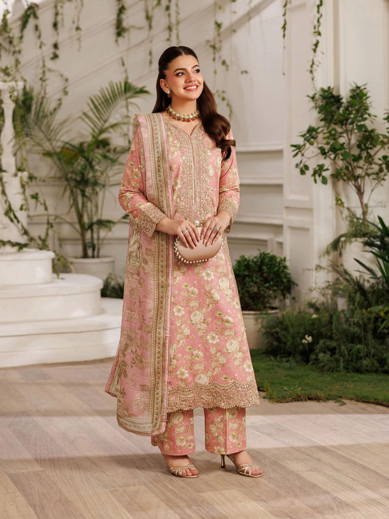 Mohagni MSS6 3pc Printed Cotton Embroidered Suit with Monar Dupatta