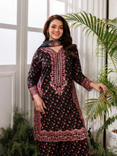 Mohagni MSS8 3pc Cotton Palazzo Suit with Embroidered Organza Dupatta
