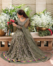 Mehwar 3pc Embroidered Chiffon Maxi with Net Dupatta & Lehenga – Ready to Wear