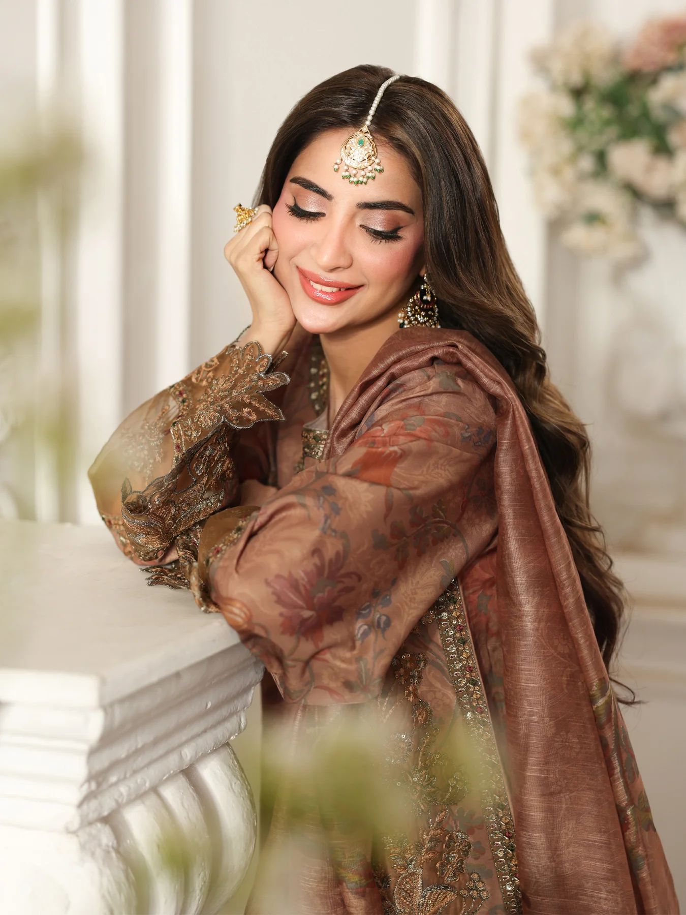Mohagni MSA1 Printed Silk Viscose Embroidered 3pc Suit with Monar Dupatta