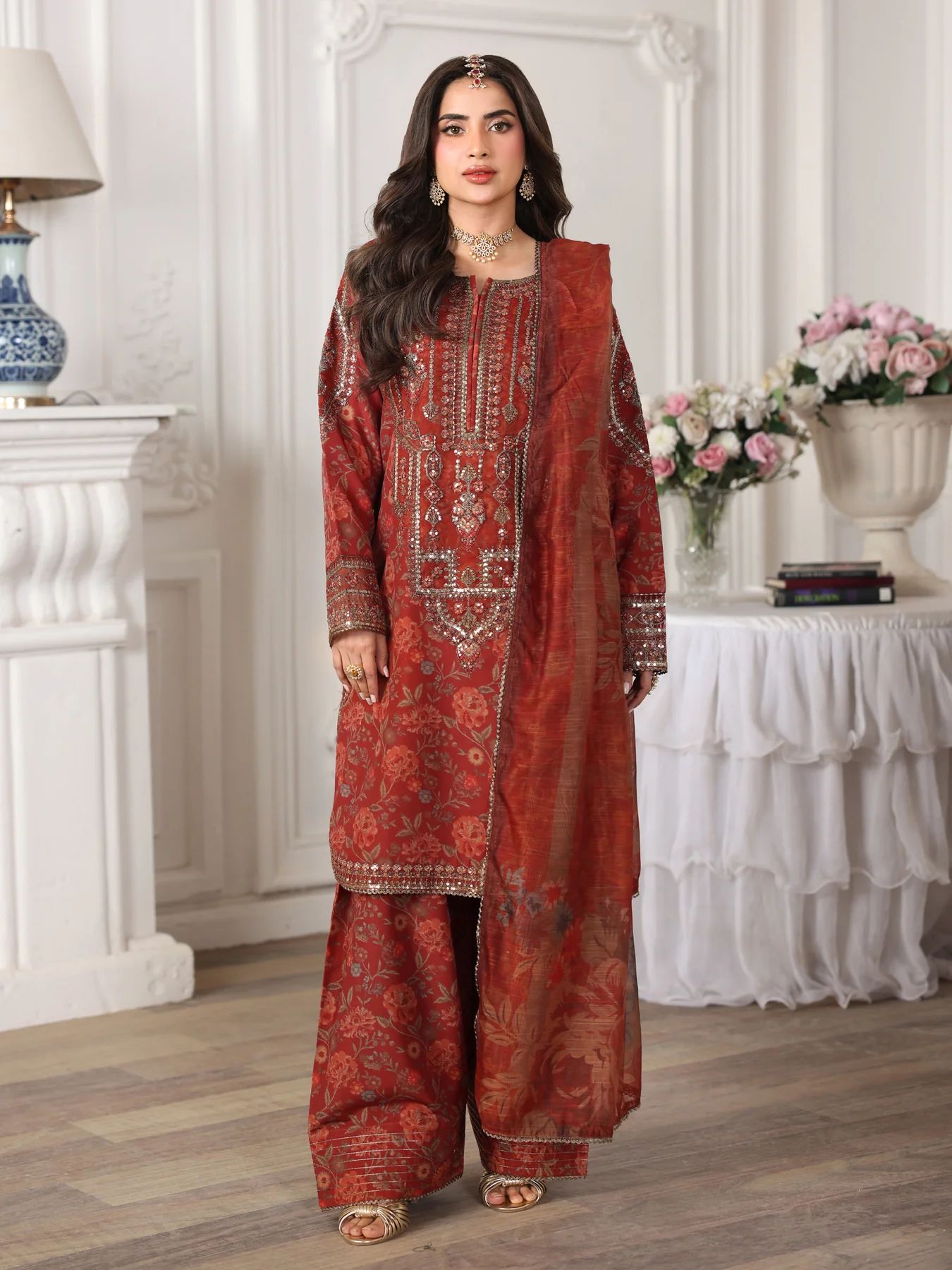 Mohagni MSA2 Mother Daughter Silk Viscose Farshi Shalwar Suit