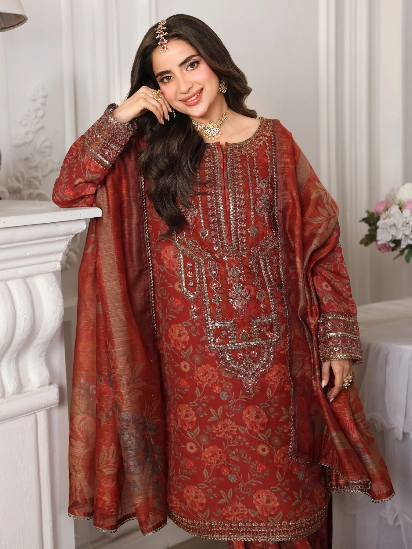 Mohagni MSA2 Mother Daughter Silk Viscose Farshi Shalwar Suit