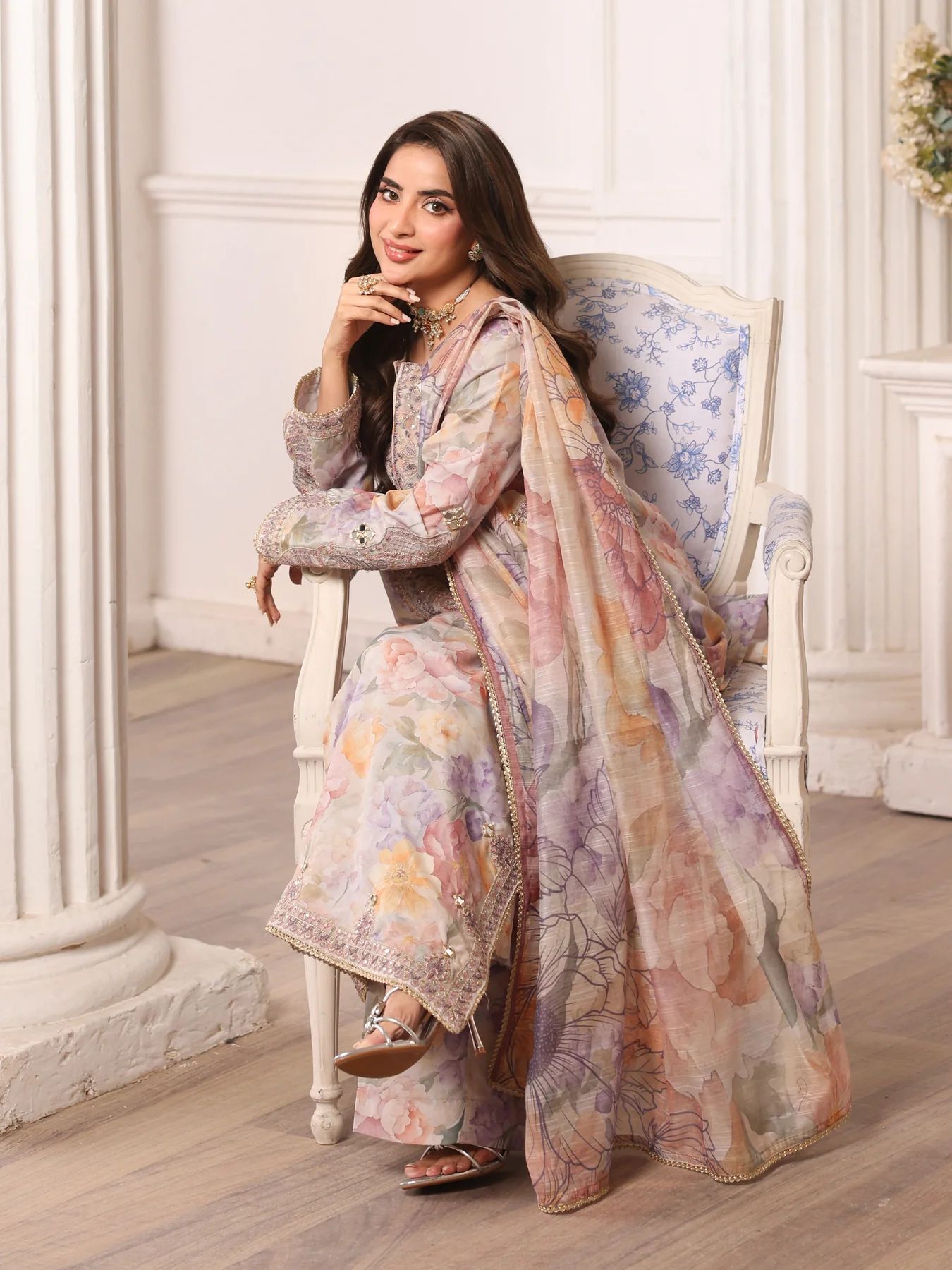 Mohagni MSA3 Mother Daughter Silk Viscose Mirror Work 3pc Suit