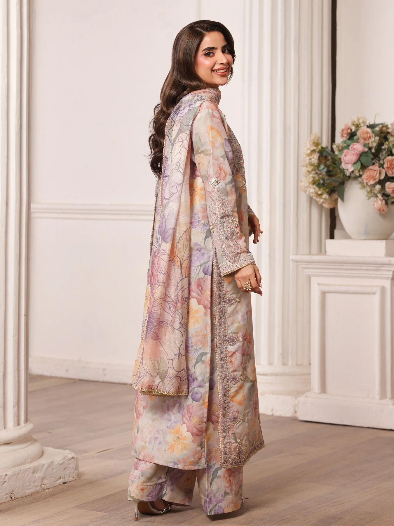 Mohagni MSA3 Mother Daughter Silk Viscose Mirror Work 3pc Suit
