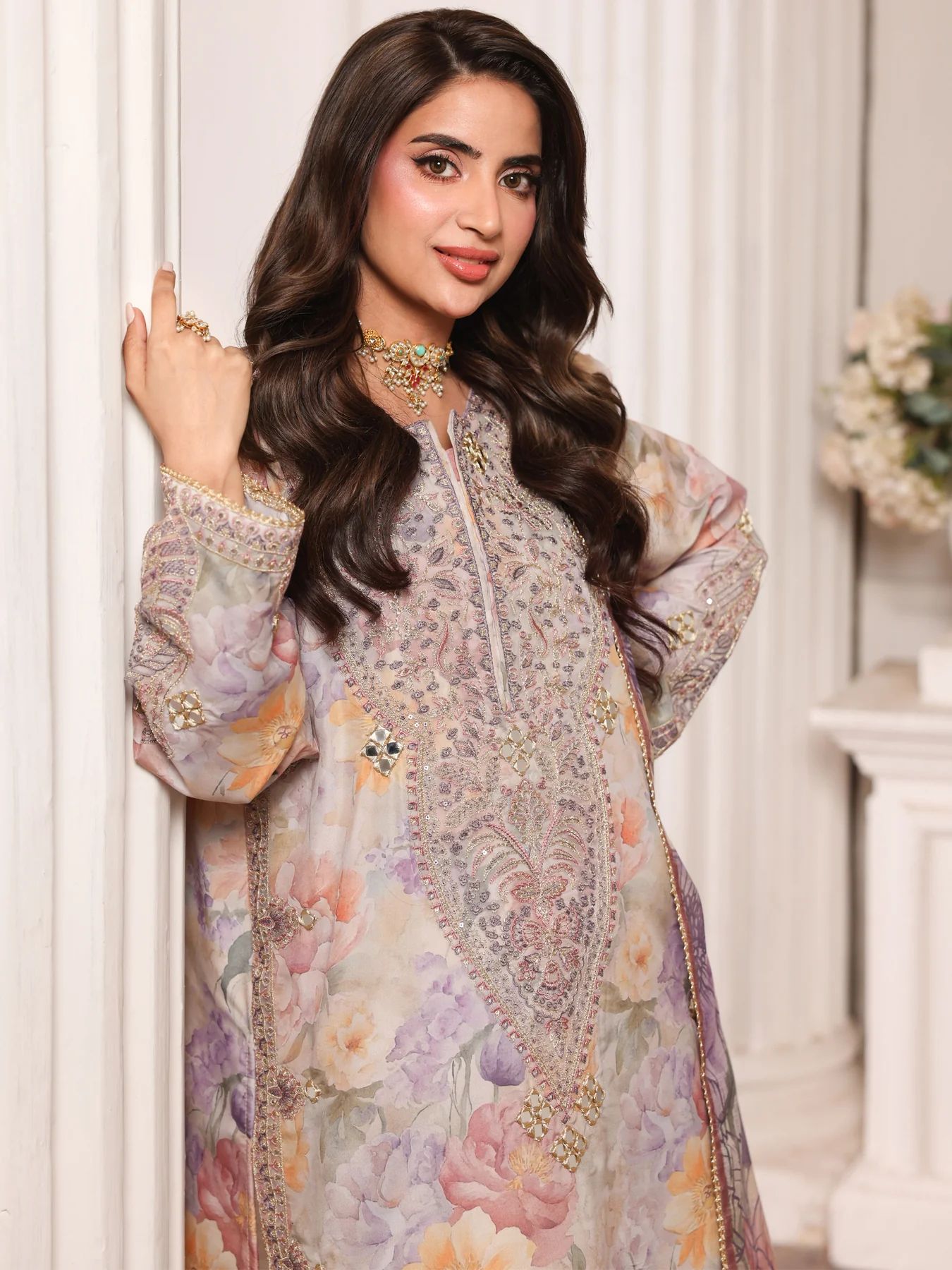 Mohagni MSA3 Mother Daughter Silk Viscose Mirror Work 3pc Suit