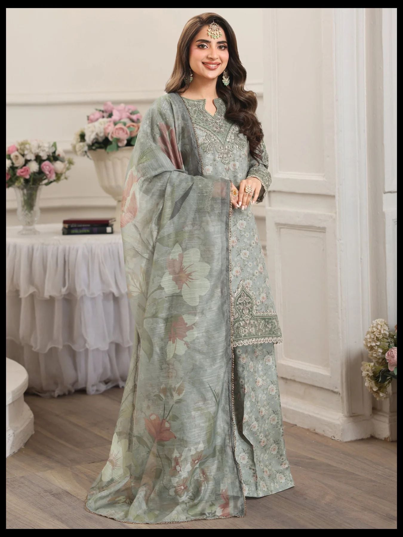 Mohagni MSA4 Mother Daughter Printed Silk Viscose Palazzo Suit