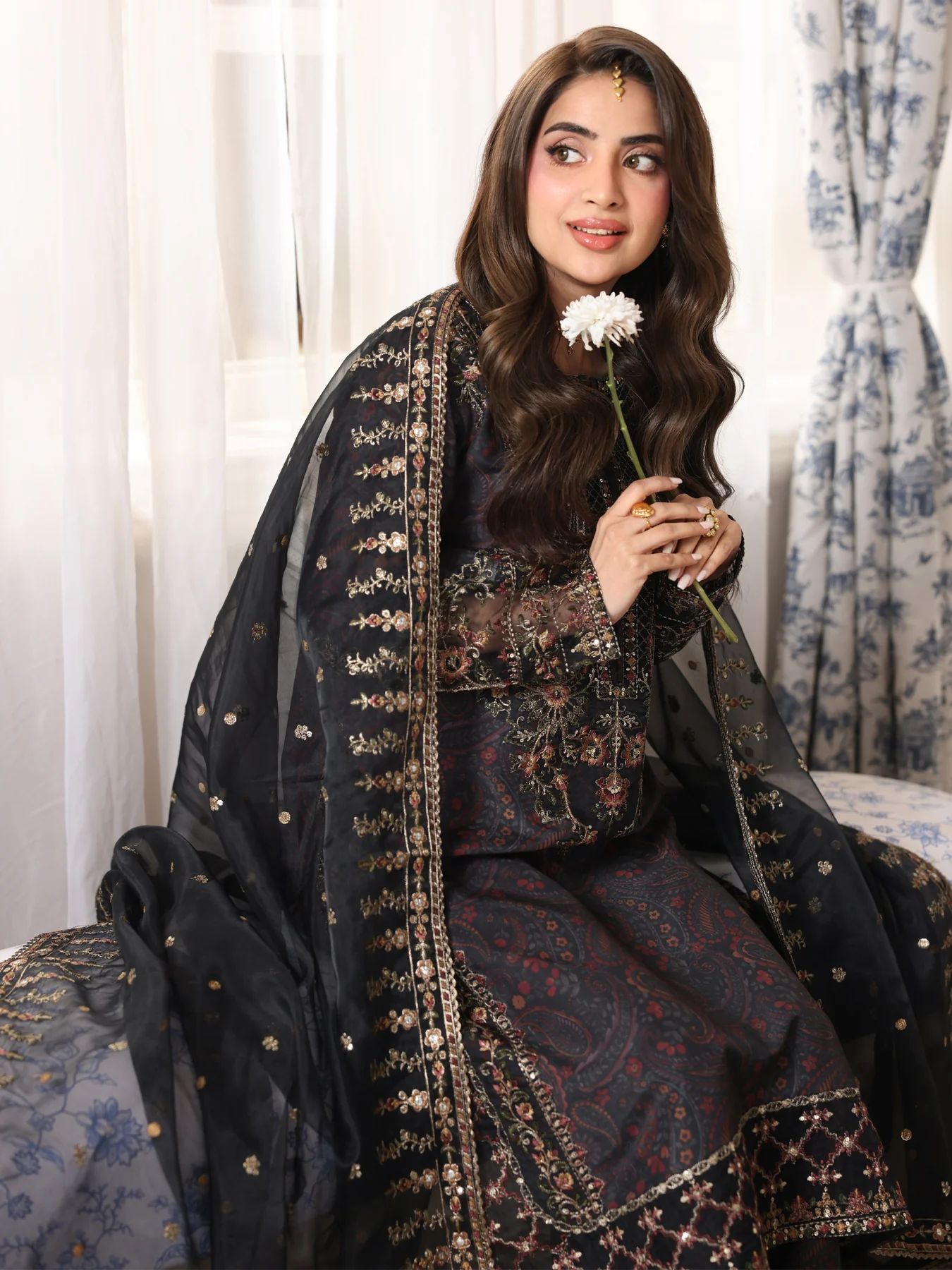 Mohagni MSA5 Mother Daughter Silk Viscose Embroidered 3pc Suit