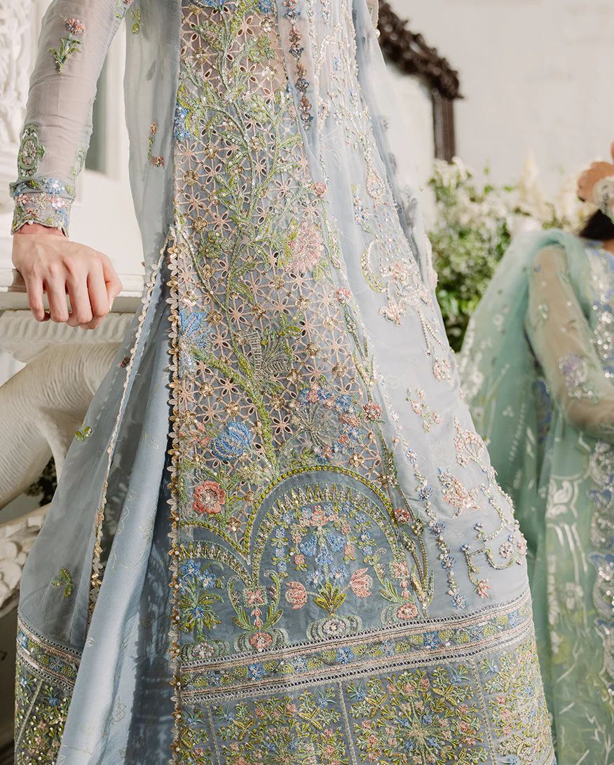 Mushq Ready to Wear Ice Blue Embellished Chiffon Formal Suit – MFF1