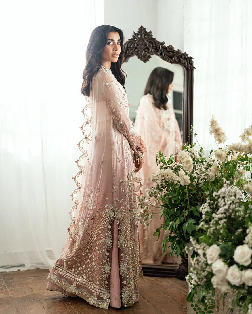 Mushq Ready to Wear Pink Embellished Chiffon Formal Suit – MFF10