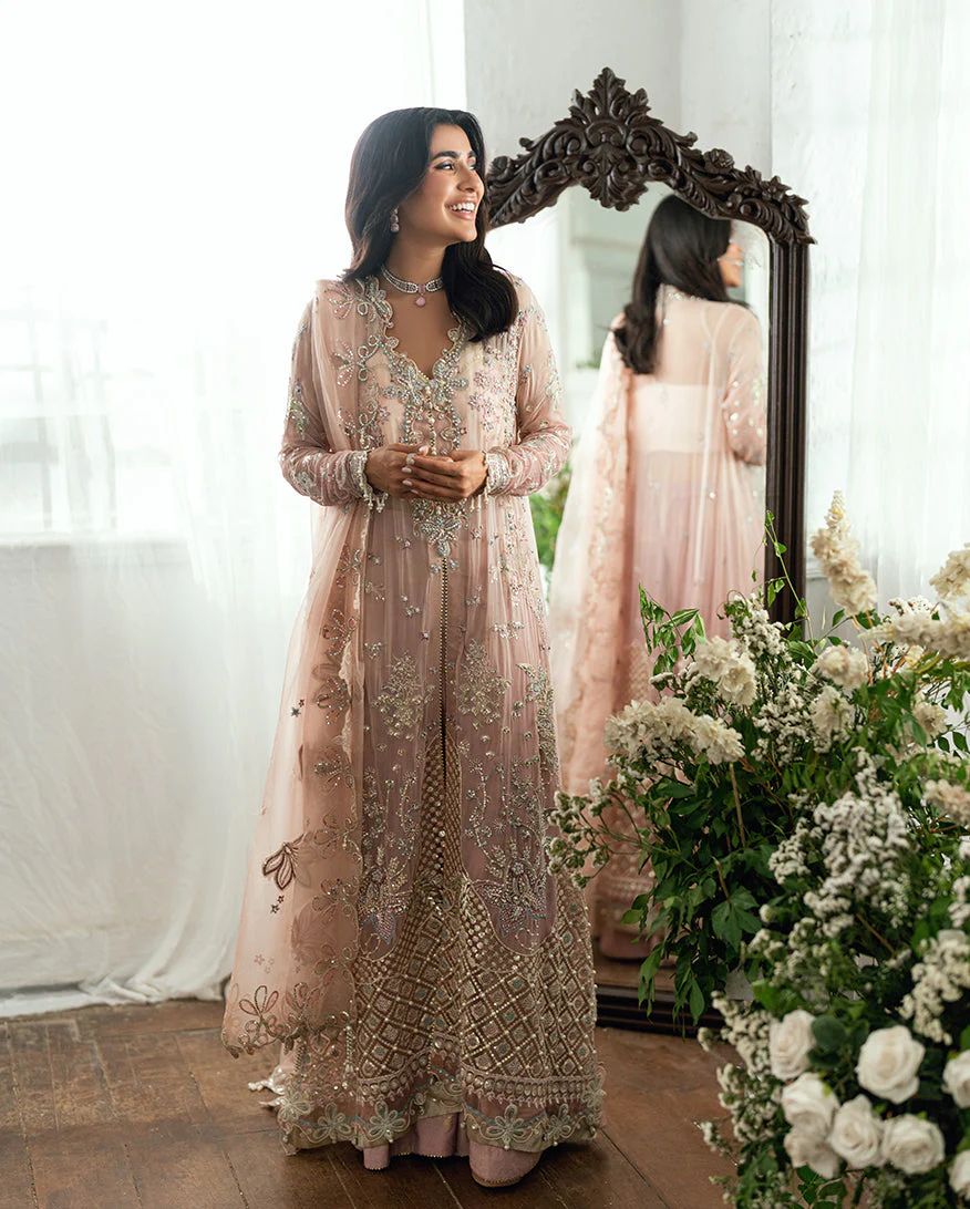 Mushq Ready to Wear Pink Embellished Chiffon Formal Suit – MFF10