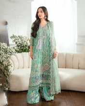 Mushq Ready to Wear Sea Green Embellished Chiffon Formal Suit – MFF2